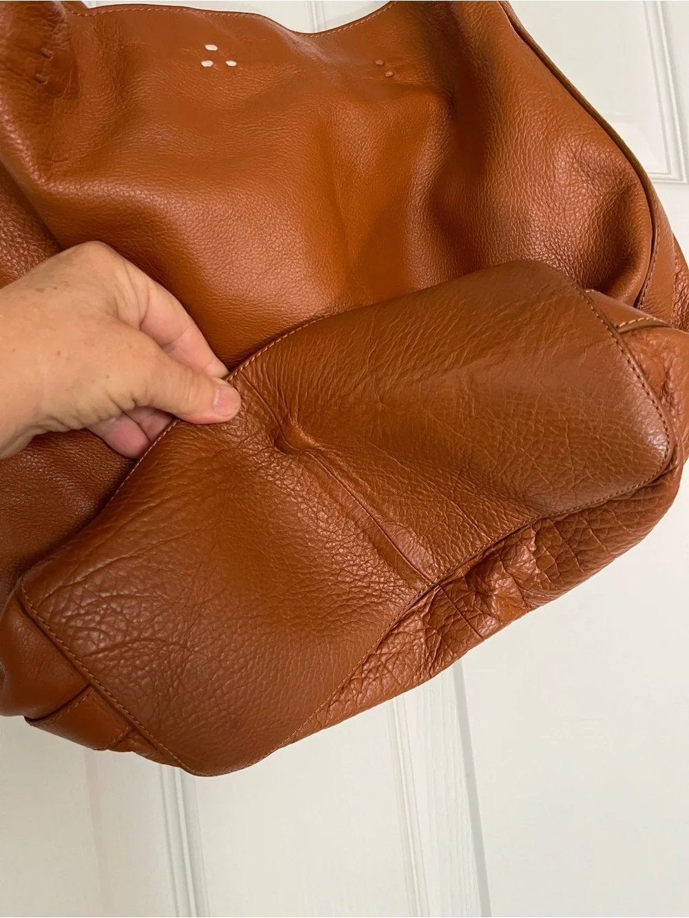 Kelsi Dagger Brooklyn Cognac Leather Hobo Shoulder Tote, 14”w x 14”h x 5”d